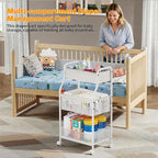 3-Tier Diaper Caddy Organizer & Rolling Cart, Metal Utility Cart - Image 5