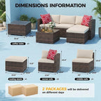 5-Piece L-Shaped Outdoor Patio Furniture Set, PE Wicker Sectional Sofa Set - Image 5