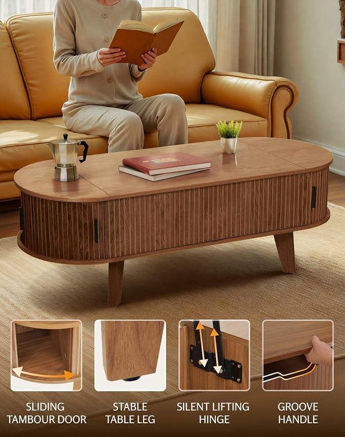 Oval Lift Top Coffee Table - Image 3