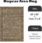 5x8 Brown Vintage Floral Washable Area Rug - Image 2