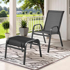 ONBRILL Outdoor Ottoman Foot Rest Set of 2, Textilene Fabric Outdoor Footstool - Image 2