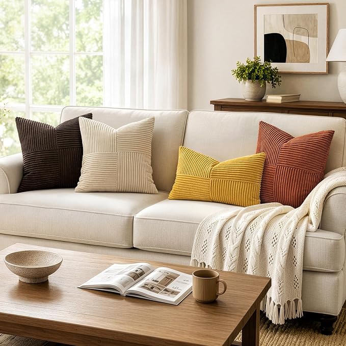 MIULEE Mustard Yellow Decorative Lumbar Throw Pillow Covers 12x20 in 2 Pack | - Image 4