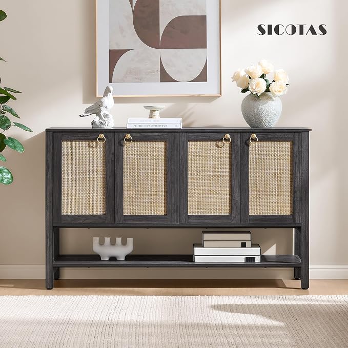 SICOTAS Rattan Sideboard Buffet Cabinet - Image 7