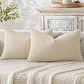 MIULEE Decorative Lumbar Throw Pillow Covers 12x20 in Neutral Cream 2 Pack | by MIULEE