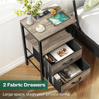 Huuger Nightstand with Charging Station, Fabric Drawers, End Table with Open - Image 5