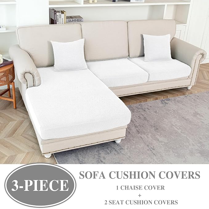 LA MEACK Couch Cushion Covers for Sectional Sofa L Shape Washable Separate Seat - Image 2