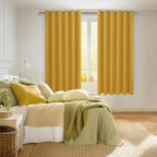 Blackout Curtains for Bedroom, 70 x 63 Inch Mustard Yellow 2 Panels | Thermal - Image 6