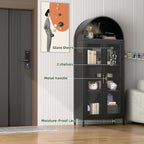 73" Black Metal Arched Display Cabinet - Image 6