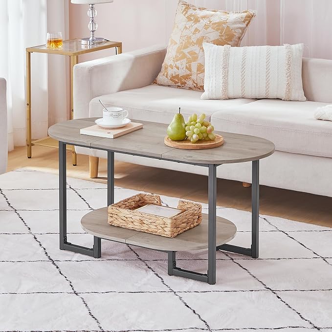 HOOBRO Coffee Table for Living Room, Oval Small Coffee Table - Image 3