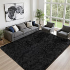 8x10 Area Rug Living Room Bedroom: Fluffy Plush Shag Carpet Black | - Image 2