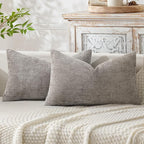 MIULEE Decorative Lumbar Throw Pillow Covers 12x20 Inch Light Gray 2 Pack | by MIULEE