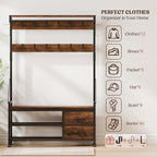 Lulive Hall Tree with Bench and Shoe Storage, 39.4” Entryway Bench with Coat - Image 3