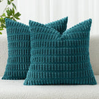 MIULEE Euro Sham Corduroy Decorative Throw Pillow Covers 24x24 Teal | Pack of 2 by MIULEE