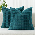 MIULEE Corduroy Decorative Throw Pillow Covers 16x16 Teal Pack of 2 | Soft Boho by MIULEE