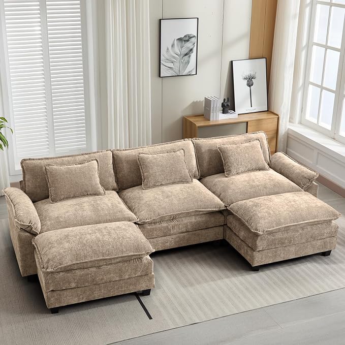 Oprisen 120" Modular Sectional Sofa, Comfy Cloud Couch Sectional Sofa by Oprisen