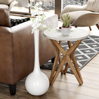 Pedestal Farmhouse End Table Set of 2, Distressed Top - Image 7