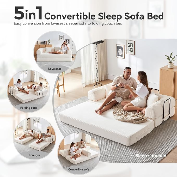 Convertible Folding Couch, 5-in-1 Futon Sofa - Image 3
