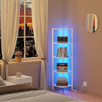 TUTOTAK Corner Shelf with LED Light, 5-Tier Corner Bookshelf - Image 6