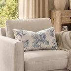 Set of 2 Lumbar Floral Pillow Covers 12x20 Inch Light Blue | Decorative Neutral - Image 4