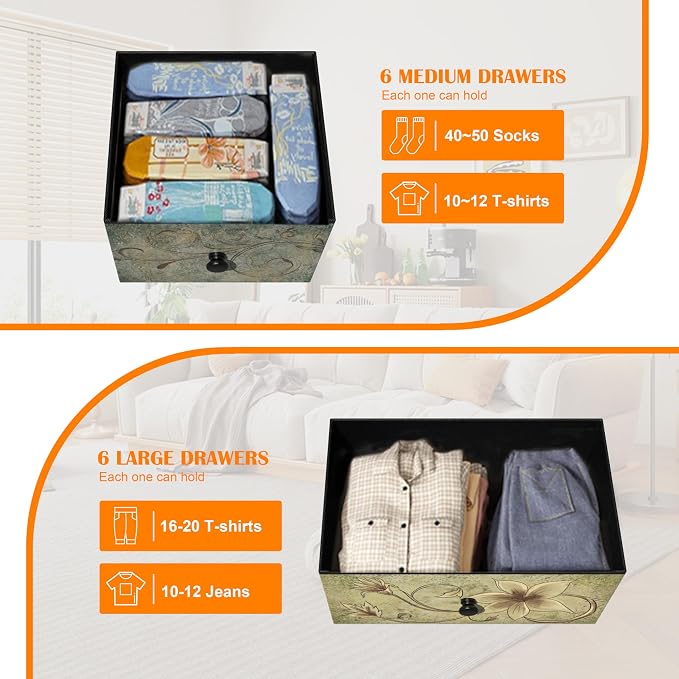 Tohomeor Dresser with Drawers for Bedroom Chest of Drawers Fabric Dresser for - Image 4