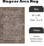2x3 Brown Blue Vintage Floral Washable Area Rug - Image 2
