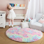 Amdrebio Rainbow Big Round Furry Area Rug 7Ft - Image 9