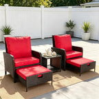 5 Pieces Outdoor Patio Wicker Chairs by Unknown