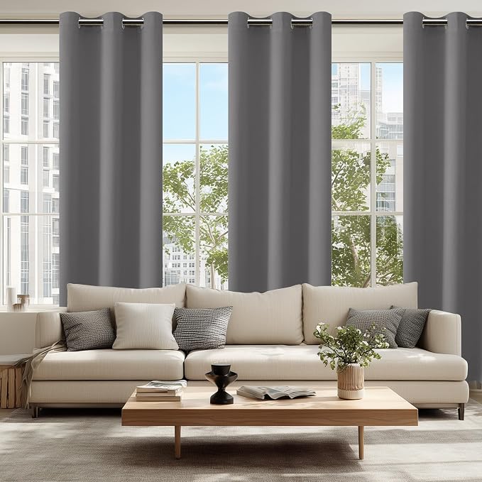 Blackout Curtains for Bedroom 42 x 84 Inch Long Light Grey 2 Panels | Thermal - Image 6