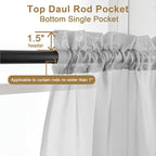 Chyhomenyc Sheer Curtains 63 Inch Length 2 Panels, Light Grey | Light Filtering - Image 4