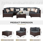 UPHA 7 Pieces Patio Furniture Sets, Wicker Outdoor Sectional Sofa Couch - Image 2