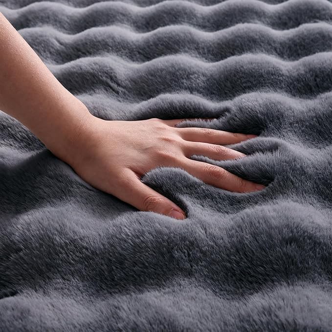 Gray Rabbit Plush Rug 6'x9', Fluffy Shaggy Area Rug - Image 6