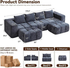 119" Boneless U-Shaped Sofa Couch - Image 2