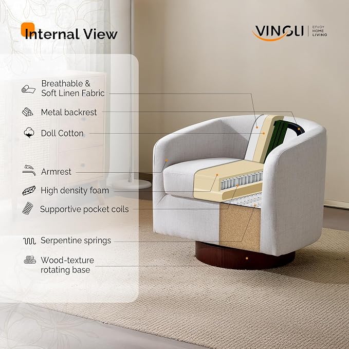 VINGLI 360°Swivel Accent Chair - Image 7
