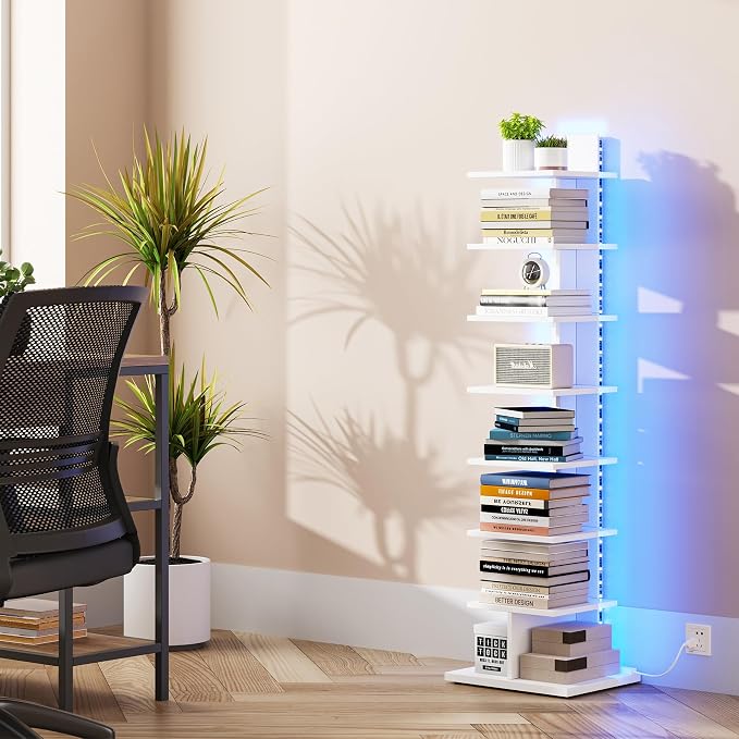 TUTOTAK Narrow Bookshelf, 8-Tier Bookcase - Image 6