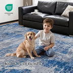 Rugflix 5x7 Area Rugs for Living Room, Washable Blue Grey Large Rug | Machine - Image 5