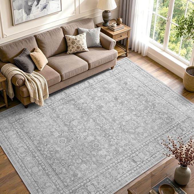 5x7 Ft Area Rugs for Living Room, Soft Non-Slip Machine Washable Rug, Vintage by Lo%CC%80utiRootHome