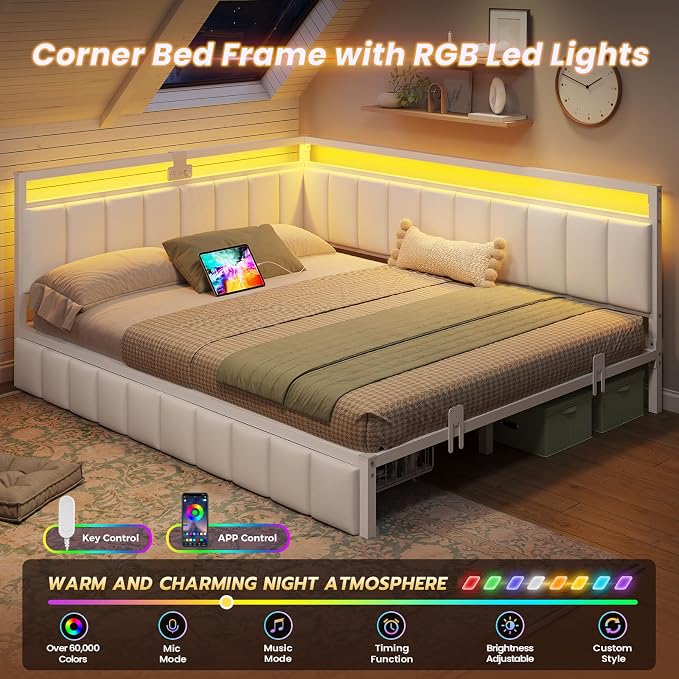 DICTAC Corner Queen Bed Frame - Image 4