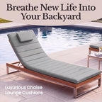 Quilted Chaise Lounge Outdoor Patio Furniture Cushions | Water-Resistant Patio - Image 2