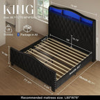 Belffin King Size Bed Frame and Headboard, 50.9" Velvet Upholstered Wingback - Image 2