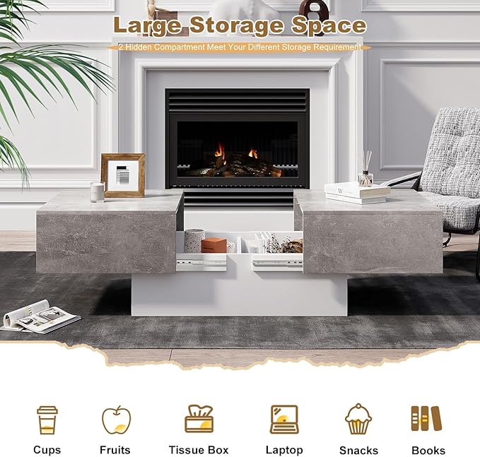 HedoAjim Coffee Table with Large Storage - Image 4