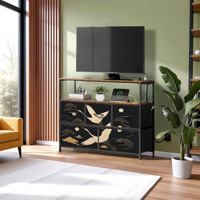 Dresser Japanese Seamless Crane Birds Elements Asian Oriental Decoration Such - Image 2
