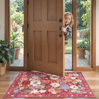 Red Floral Hallway Runner Rug 2x5 - Image 5