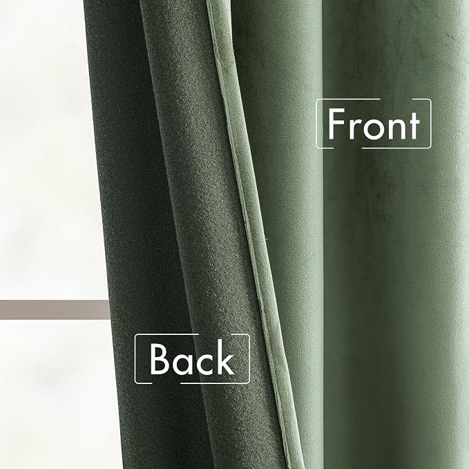 MIULEE Sage Green Velvet Curtains 52x72 inches Luxury Blackout Curtains | - Image 6