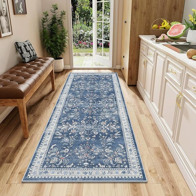 Yamaziot 2x5 Washable Hallway Runner Rug Non Slip Floral Carpet, Stain Resistant - Image 3