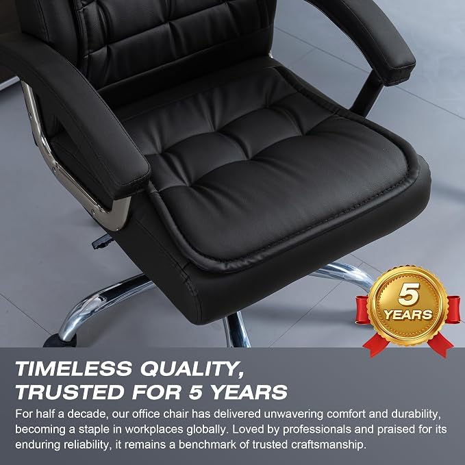 Executive Office Chair Adjustable Leather Chair, High Back Swivel Office Desk - Image 6