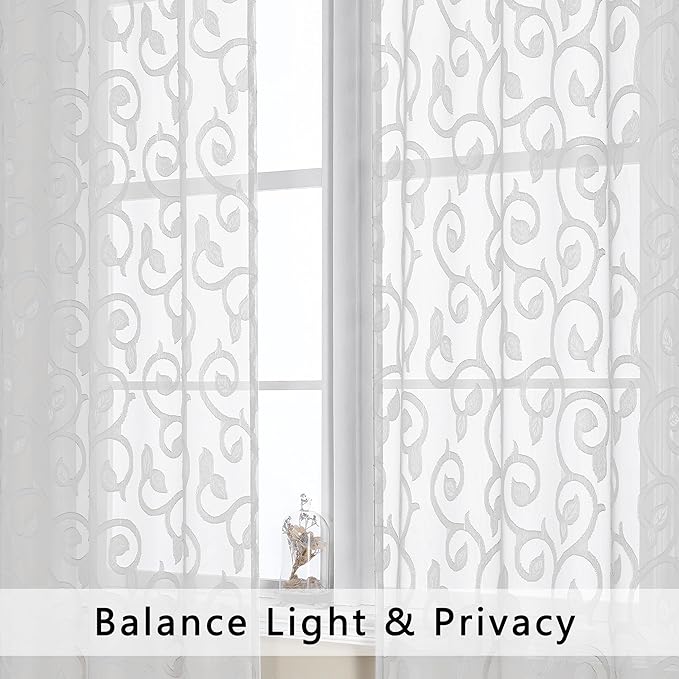 Furman Sheer White Curtains 90 inches Long - Image 3