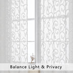 Furman White Kitchen Curtains Tiers 36 inch Length, Light Filtering Soft Airy - Image 3
