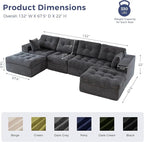 MAXYOYO 132" U Shaped Modular Sectional Sofa - Image 2