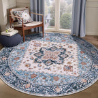 SERISSA 6ft Washable Non Slip Round Boho Area Rug by SERISSAHomeDecorCollection
