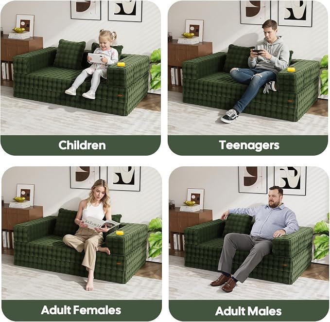 COMAX Futon Sofa Bed, 4‑in‑1 Convertible Sofa Bed, Folding Boneless Couches - Image 6